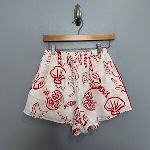 BY FRANKIE cotton lined lobster print shorts size S